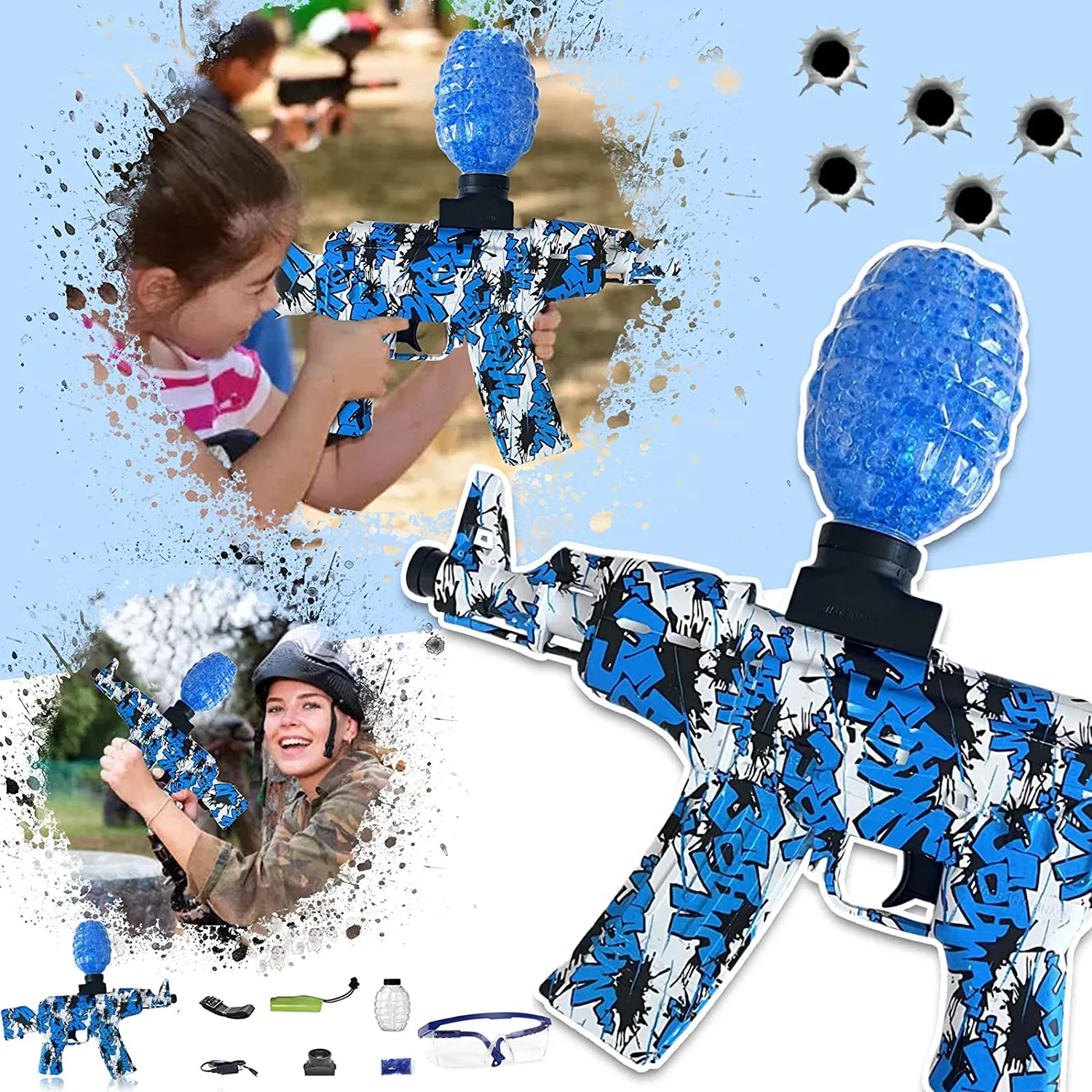 AK47 Gel Electric Blaster Éco-Splatter Paintball Airsoft Orbeez Gun Automatic Water Beads Shooter For Children Gift