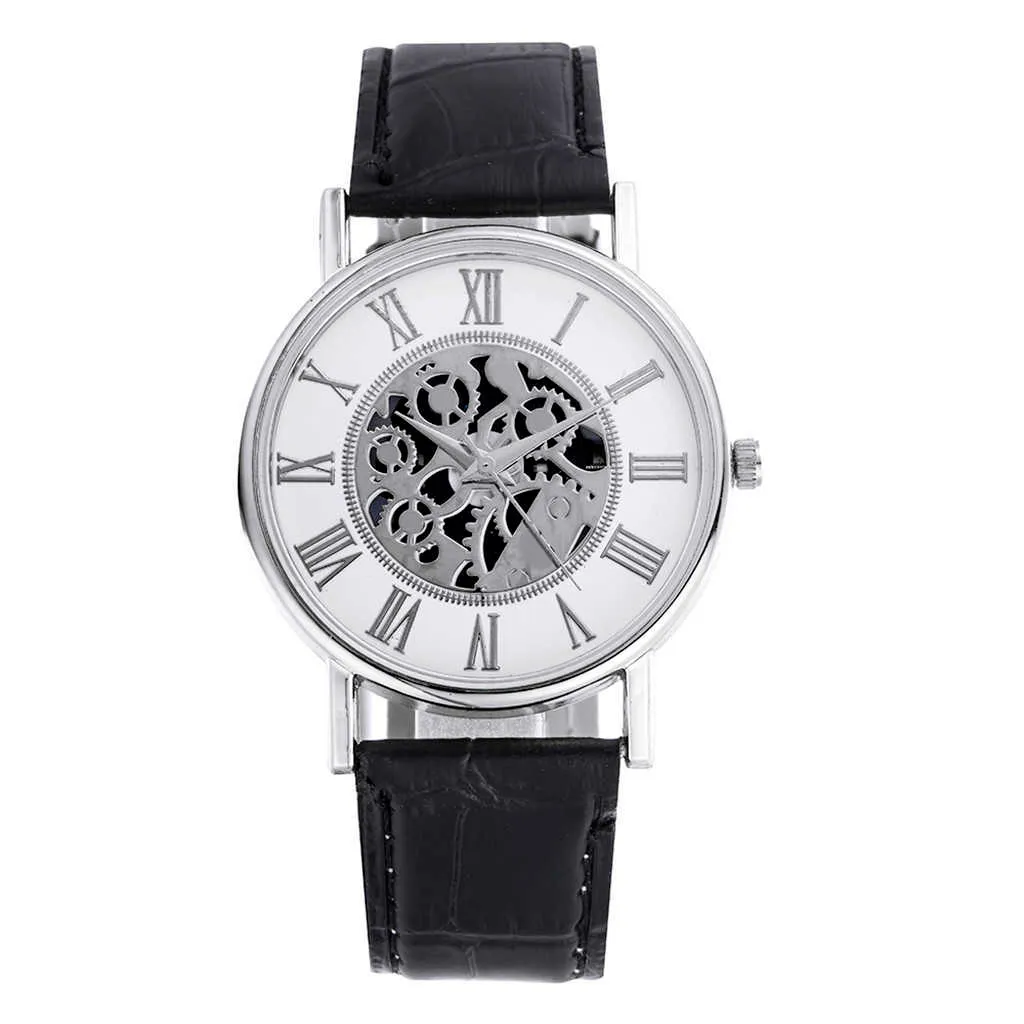 ファッションメンズビジネス中空クォーツ腕時計メカニカルマニュアル巻線自動腕時計のための男性の吸い殻エルケック