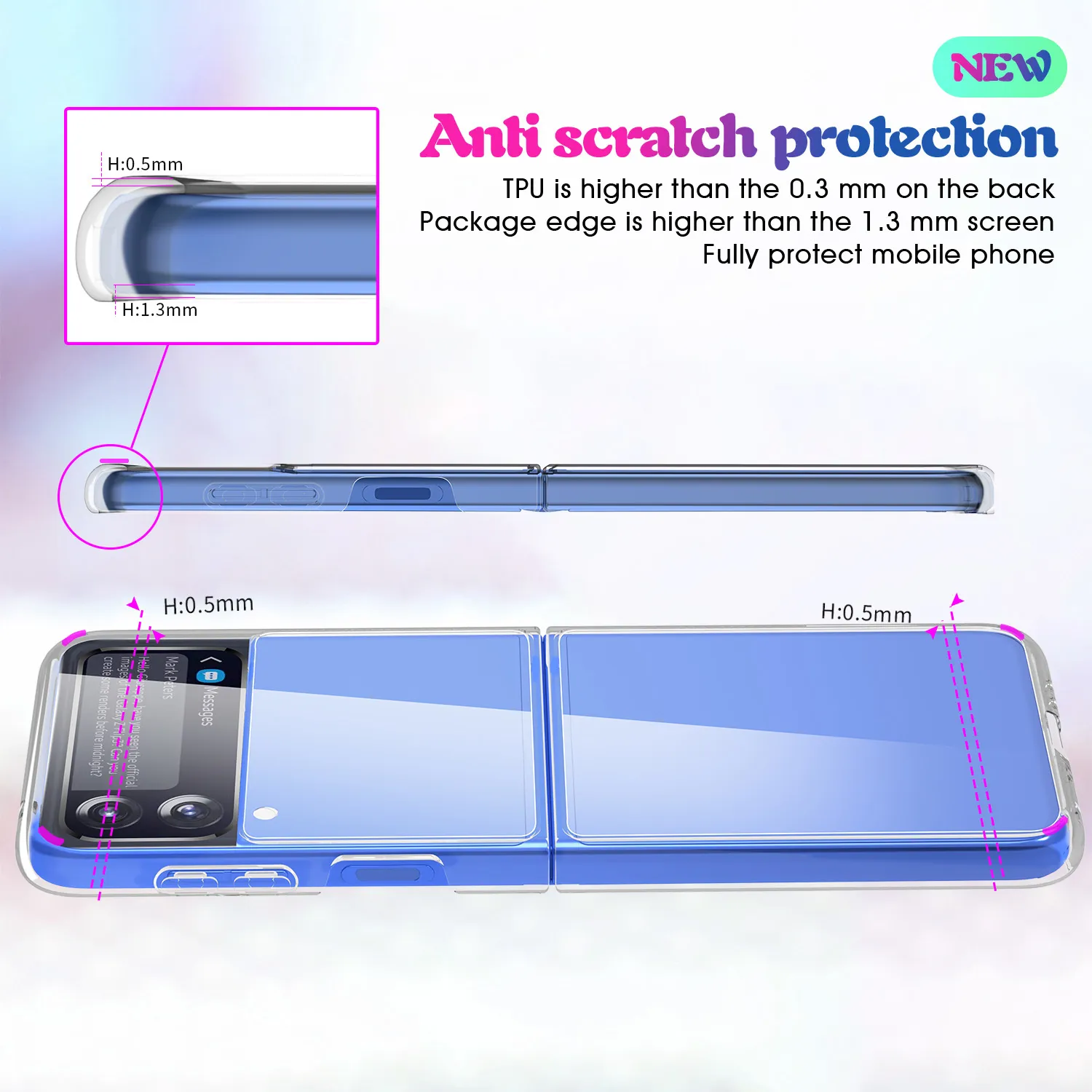 Soft krzemowy TPU/PC CELULULUNE CASSO WILAM SAMSUNG GALAXY Z FLIP 3 Fundas Capa odporna na wstrząsy krystalicznie przezroczystą pokrywę tylną pokrywę 3