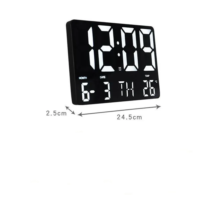 Remote Control Large Electronic Wall Clock Light Sensing Temp Date Power Off Memory Table Wall-mounted Digital LED s 220426