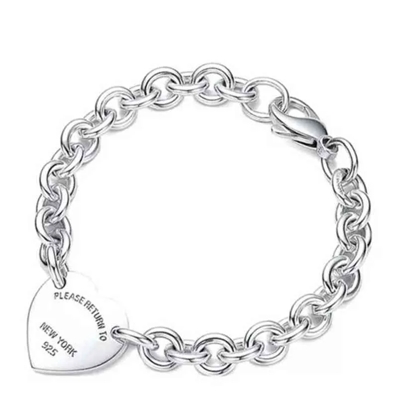 Pulseira feminina de prata esterlina 925 pingente em forma de coração corrente em forma de O de alta qualidade joias de marca de luxo para namorada presente Co G220510
