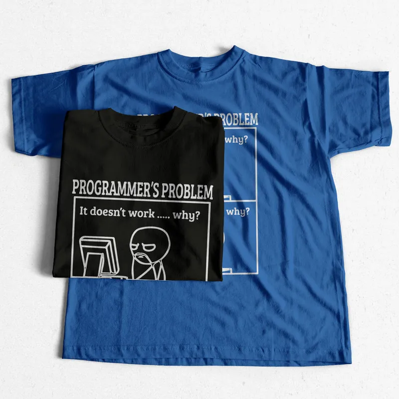 COOLMIND 100% Baumwolle Lustige Druck Programmierer Problem Männer T Shirt Casual Sommer Männer T-shirt Lose Oneck T-shirt Herren T Shirts 220521