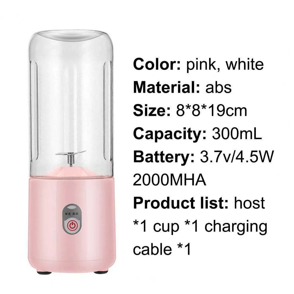 Draagbare Mixer USB Elektrische Fruitpers Handheld Smoothie Maker Blender Roeren Oplaadbare Mini Keukenmachine Sap Cup273v