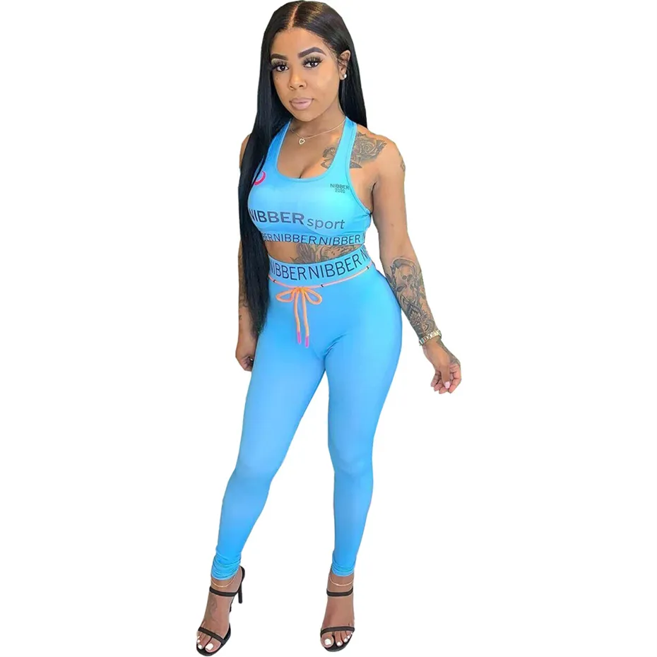 2022 Summer Designer Tracksuits Fashion Clothing Women Two Piece Set Fashion Letter Print Outfits Casual Vest Pants Jogger Sport Suit O-neck K9427