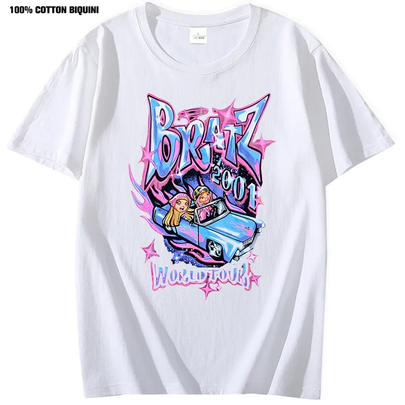 Bratz T Shirts 여성 Oversized Tshirt 미적 하라주쿠 Y2k 탑 남성 Streetwear Black 캐주얼 100% Cotton Short Sleeve Tshirt 220614