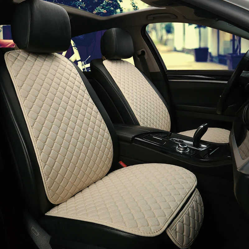 Linen Flax Car Seat Cover Protector Front Seat Back Cushion Pad Mat Backrest Auto Interior Styling for Truck SUV or Van