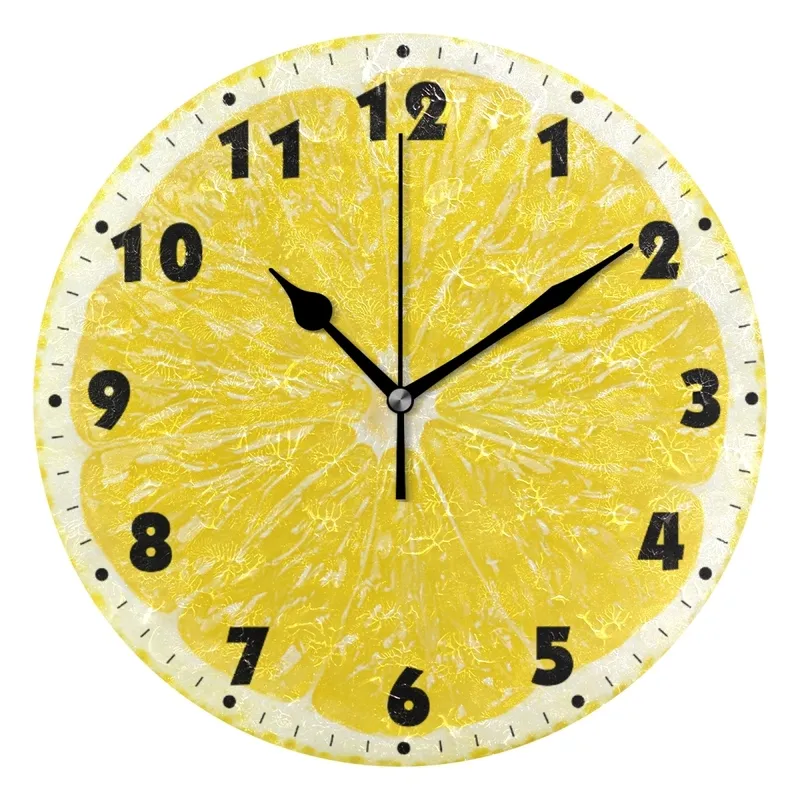 Creative Tropical Fruit Round Wall Clock Silent Hanging Watch For Kitchen Living Room Home Decor No Ticking Sound Accept Custom 220707
