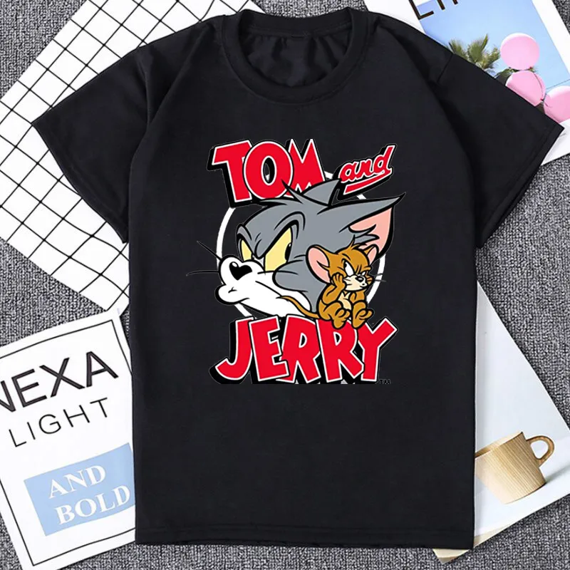 Cat Tom Mouse Jerry para T Shirt Vintage 90s Graphic Tops Harajuku Kawaii Streetwear Women Men Men Fashion Tee Camisetas 220628