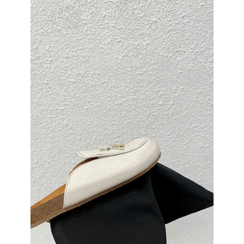 Zapatillas Baotou ropa de verano para mujer 2022 nuevas sandalias de cuero perezoso medio arrastre zapatos Muller planos Outlet_QUSH