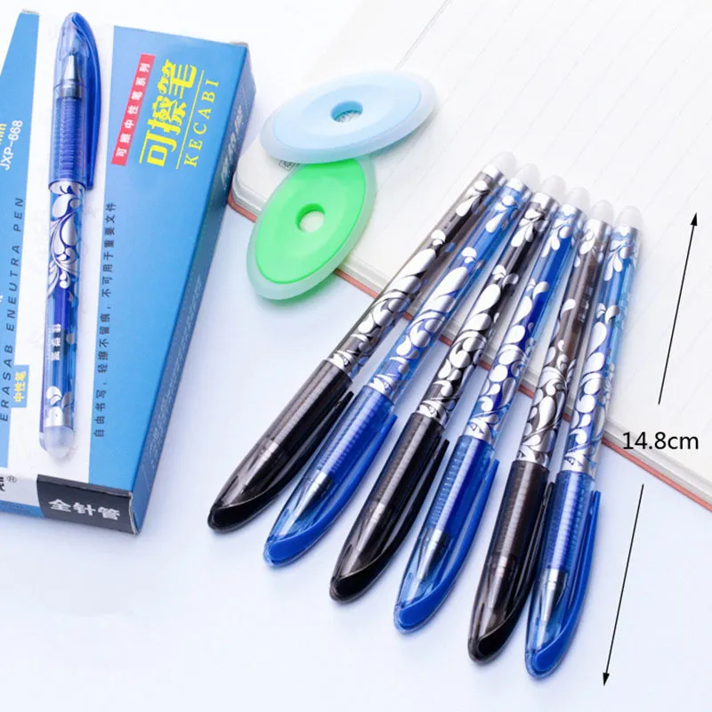 Erasable Pen Set 05mm Needle Tip Gel Ink Pennor Påfyllningar Rodar Skriv Radera tvättbart handtag för skolkontorsleveranser 220714