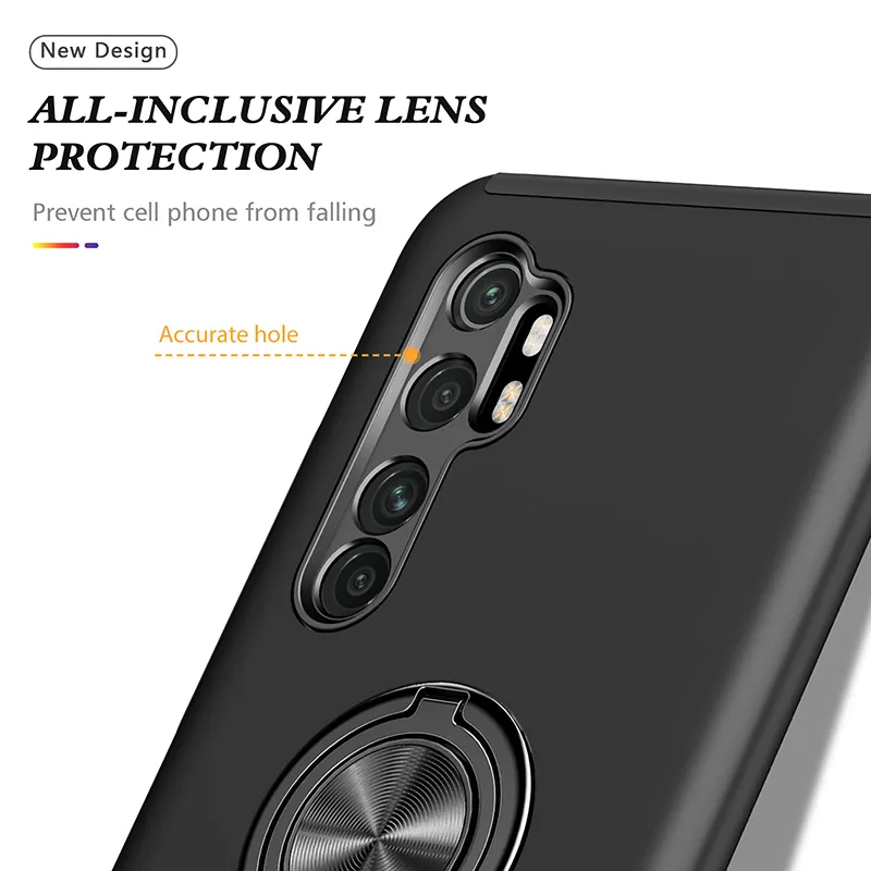 Shockside Armor Fodral För Xiaomi MI Note 10 Lite Magnetisk Metall Ringhållare Skyddande Bakstäcka Koks Djupt Hus