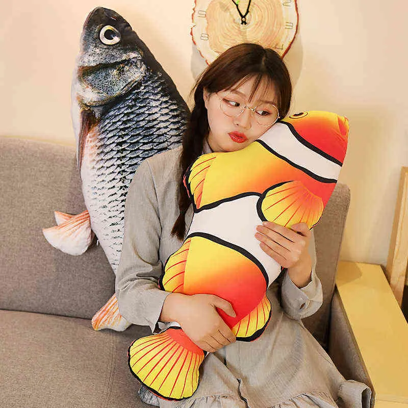 Cm D Simulation Gold Fish Plush Toys Stuffed Soft Animal Carp Cushion Creative Sofa Gift Children J220704