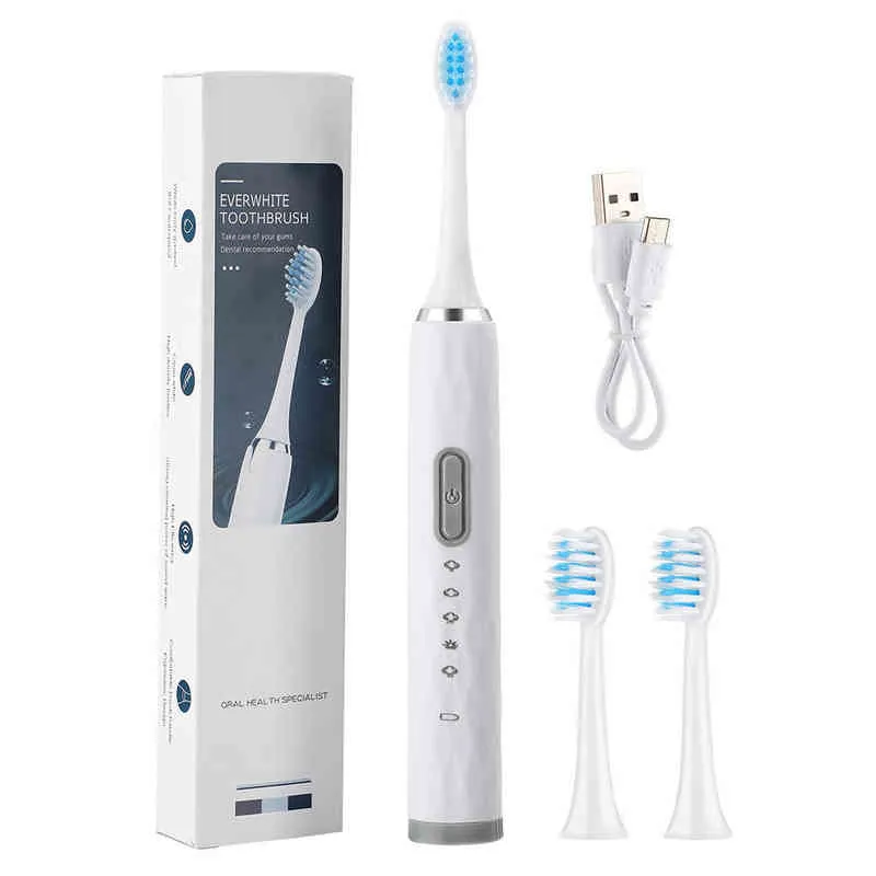 USB -uppladdningsbar vuxen mjuk hår Automatisk elektrisk tandborste Hushåll Intelligent Five Gear Child 220627