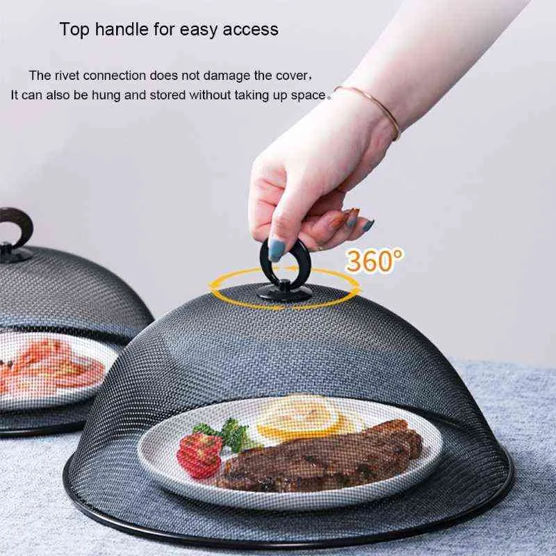 2022 New High Quality Round Iron Metal Food Cover Anti-flying Bug Tent Kitchen Tool Easy Y220526