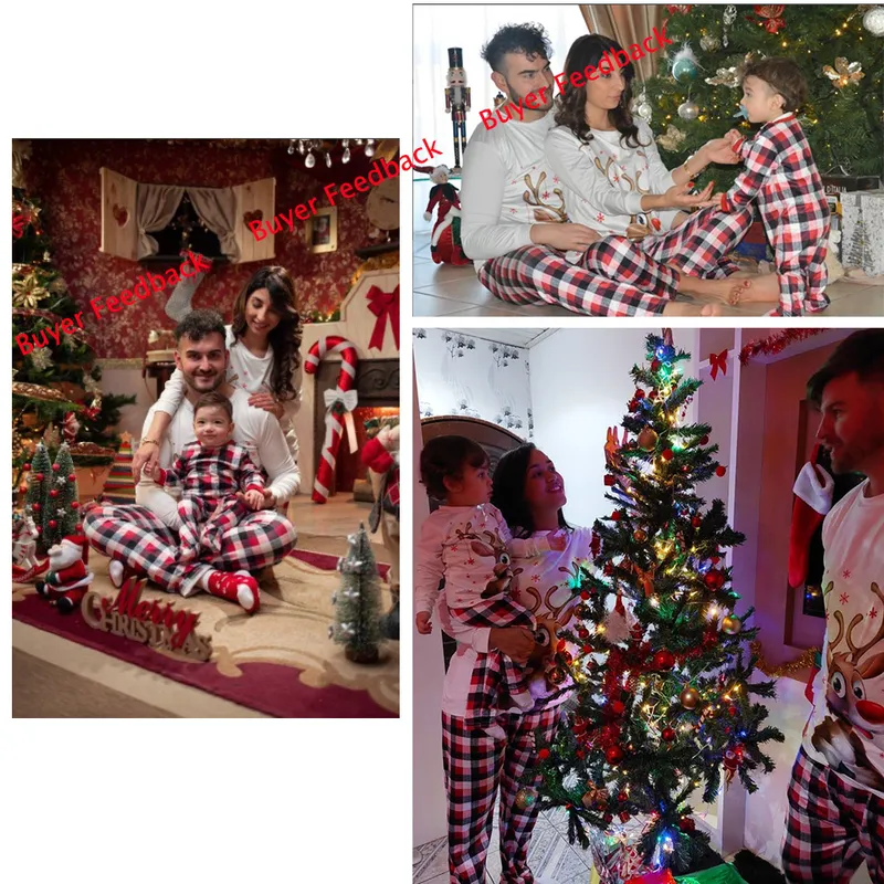 Famille correspondant tenues hiver coton pyjama de Noël année mère fille vêtements ensemble maman papa bébé fille garçon Look 2208264974853