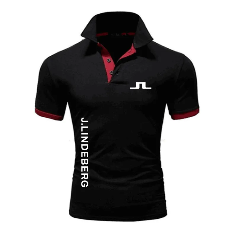 J Lindeberg Golf Print katoenpolo shirts voor mannen Casual Solid Color Slim Fit Mens Polos Summer Fashion Brand Men Clothing 220527