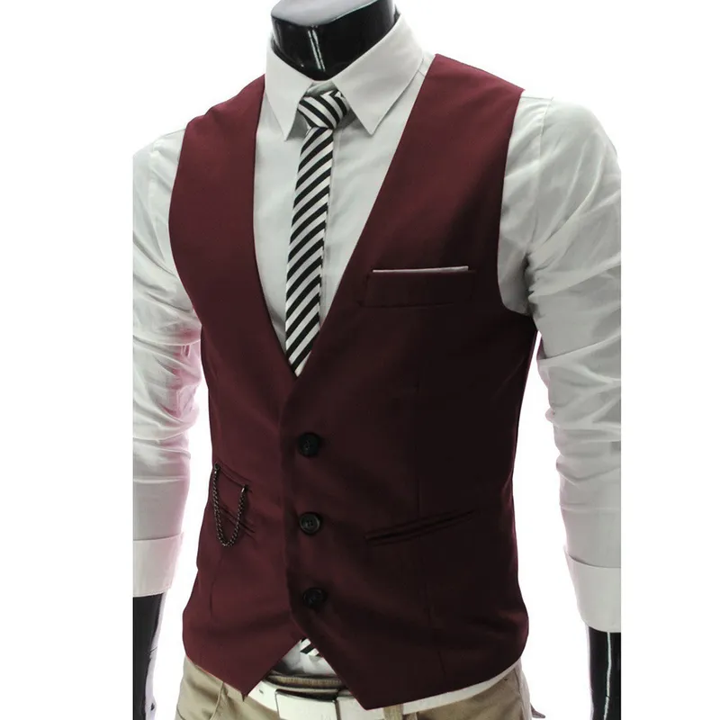 Moda hombres chaleco chaleco color sólido cuello en v botones sin mangas blazer talla grande chaqueta de negocios formal chalecos para hombre 220702