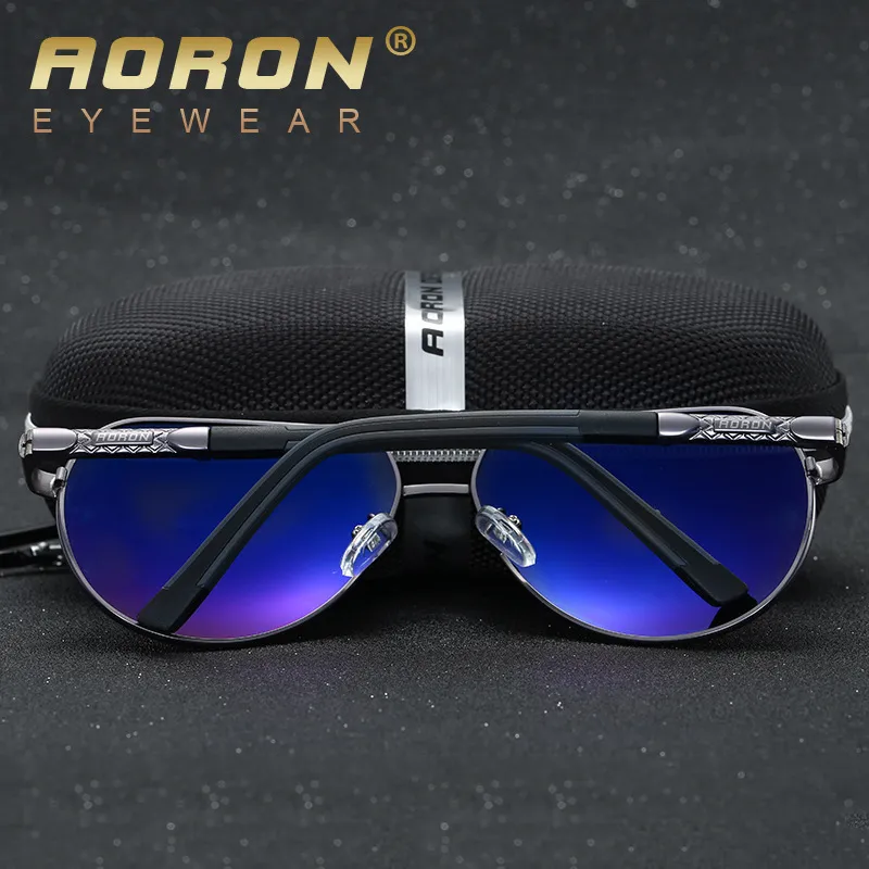 AORON Mens Polarized Sunglasses Classic Pilot Sun Glasses Anti-Reflective Coating Lens Alloy Frame Driving Sunglasses Men 220317