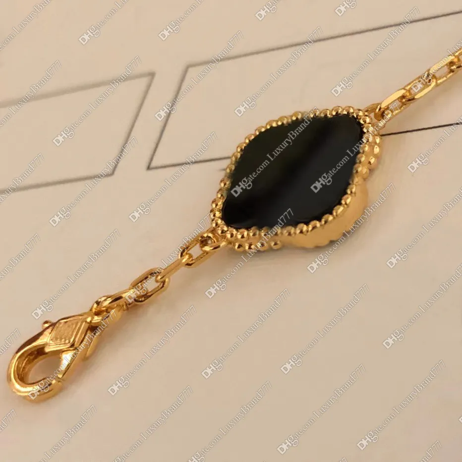 Модный классический женский браслет 4 с четырьмя листами клевера, очаровательный ювелирный браслет, элегантный браслет из 18-каратного золота, агата, жемчуга для матери и дочери Co237Y