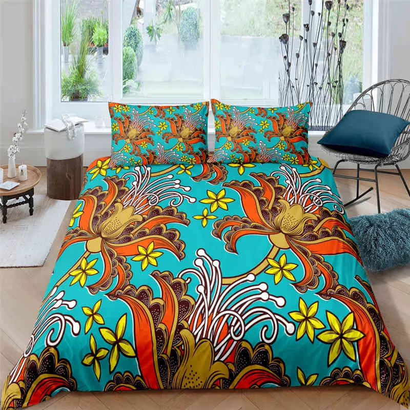 African King Queen Duvet Cover Floral Vintage Bedding Set Boho Ethnic Style Comforter for Teens Adults Women Home Textiles