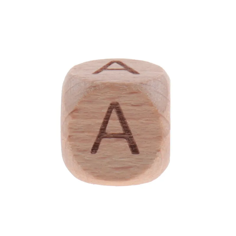 100 PZ Baby Massaggiagengive Perline 12mm Lettera Faggio Perline Ciuccio Catena Lettere Giocattoli di Legno Ciuccio Regali Nati Personalizzati 220519