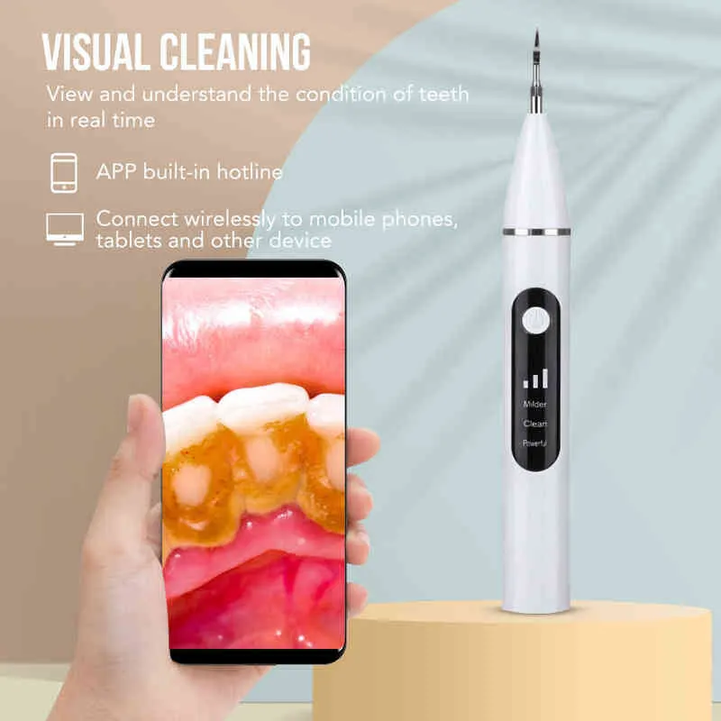 Visual Ultrasonic Irrigator Dental Scaler Calculus Oral Tartar Remover Tooth Stain Cleaner LED Tänkar Verkningsverktyg 220513