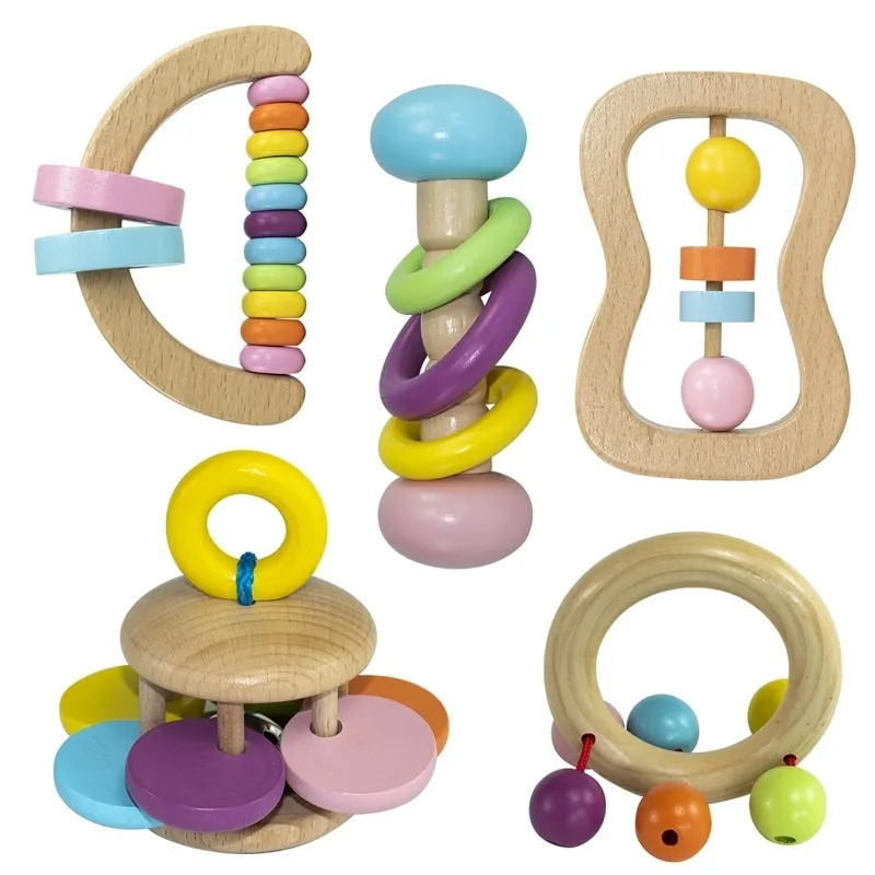 5 Teil/satz Montessori Spielzeug Baby Rassel Krippe Ids Pädagogisches Mobile Für Mädchen Waldorf Kinderwagen Infant 220428