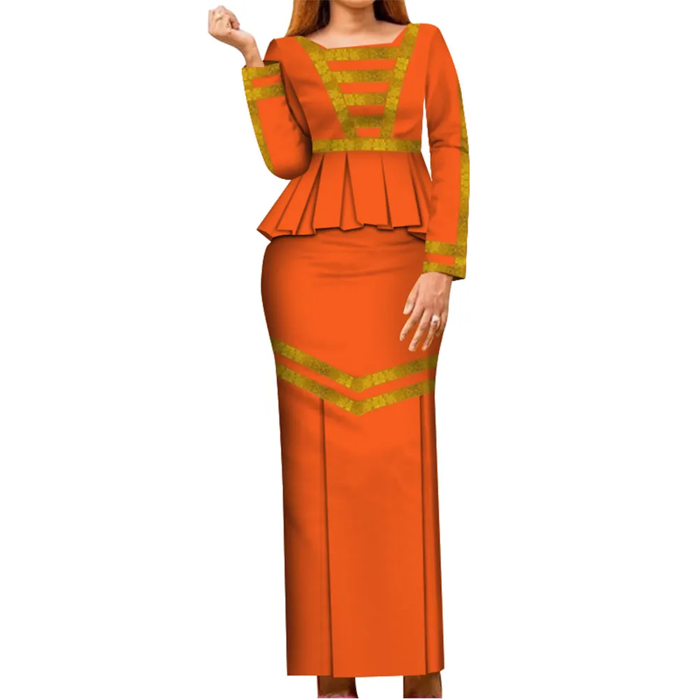 bintarealwax hight Quarlity 아프리카 여성 두 조각 드레스 Dashiki Cotton Crop Top and Skirt Ankara 옷 좋은 재봉 정장 WY7982