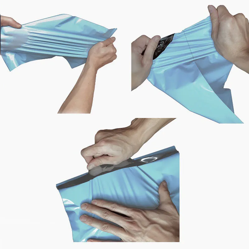 Bleu épaissir le sac d'emballage de courrier enveloppe de vêtements en plastique PE sacs d'expédition étanche pochette de rangement auto-scellante