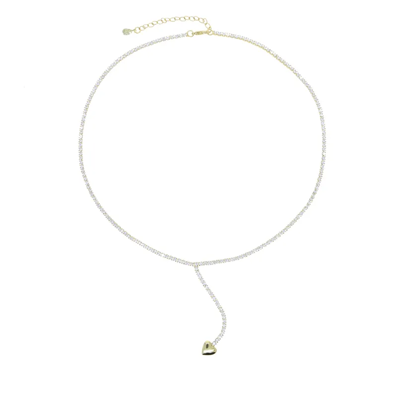 NOUVEAU Collier de chaîne de tennis de 2 mm 2 mm avec un pendentif carré carré gold plaqué y et des bijoux de style punk pour les femmes Lady201y