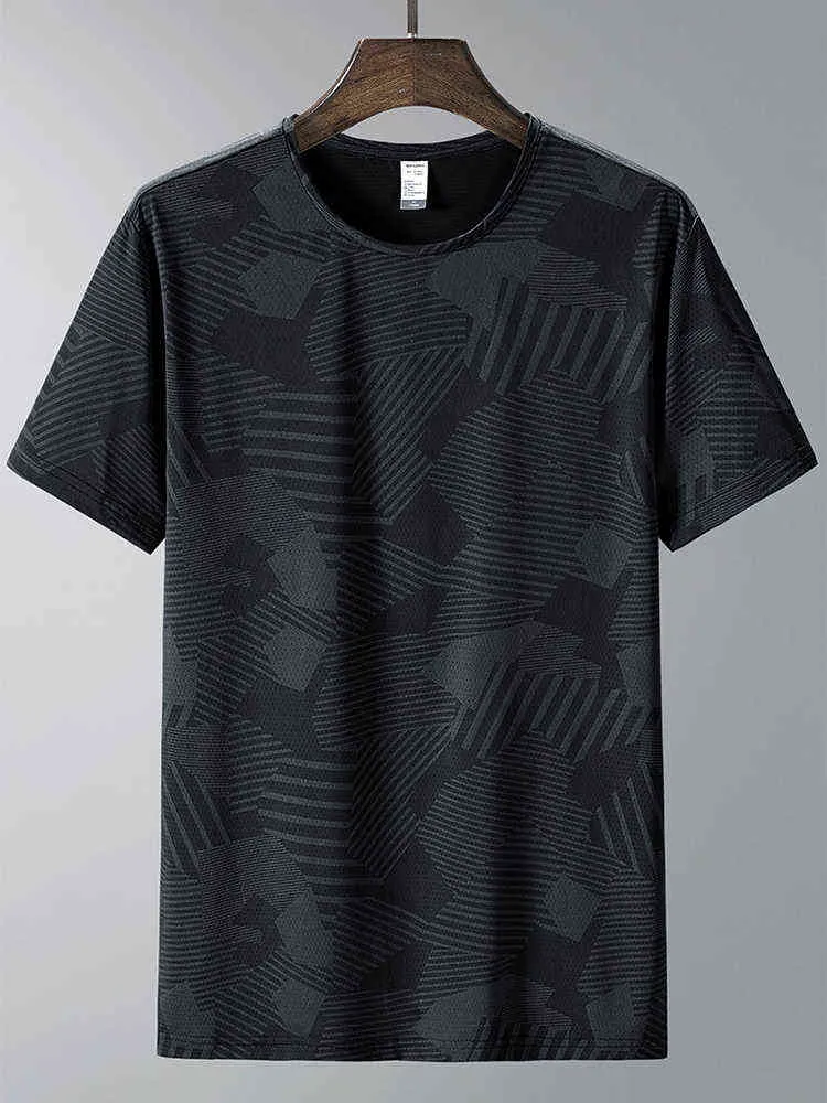 Summer Breathable Mesh T-shirts Men Sportswear Stretch Nylon Sweat Tees Male Plus Size Fashion Print Workout Gym T Shirt 8XL G220512