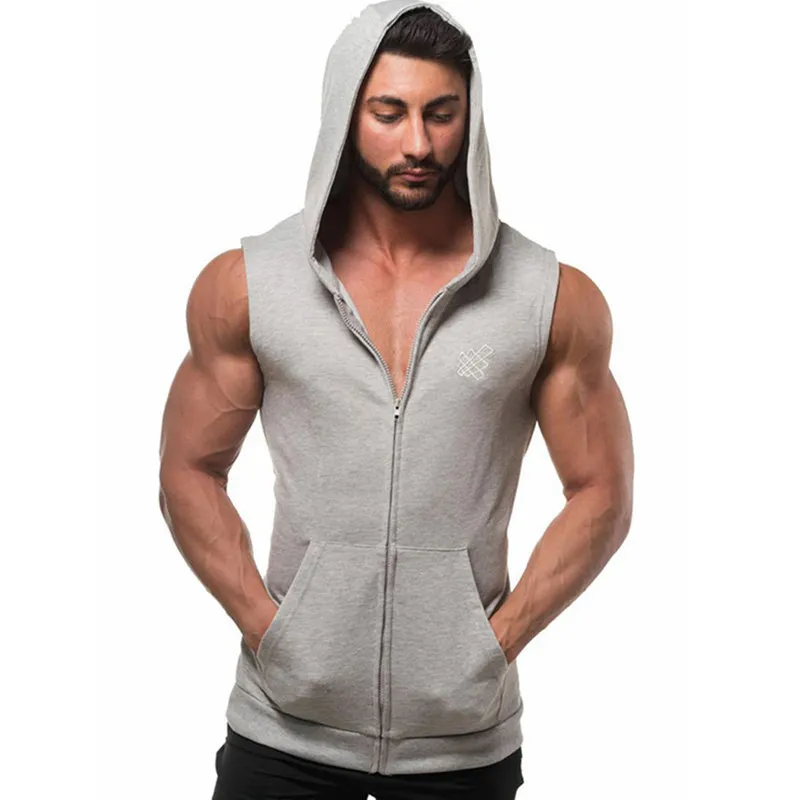 Arrival Cotton Sweatshirts fitness clothes bodybuilding Muscle workout tank top Men Sleeveless sporting Shirt Casual Hoodie 220618