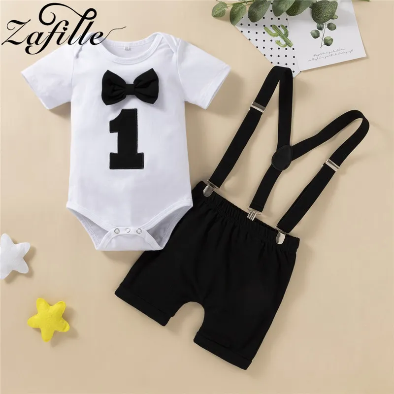 ZAFILLE My First Baby Boy Birthday Outfits Male born Clothes Sets Party Cake Smash Outfit For 220326