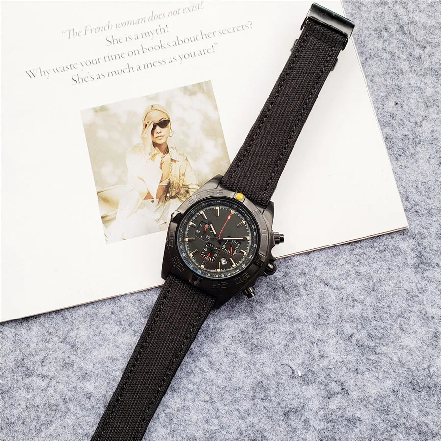 Brand Men Wrist Watches Fashion Luxury Hight Quality Multifunction Canvas Band Quartz Waterproof AAA Clock BR121