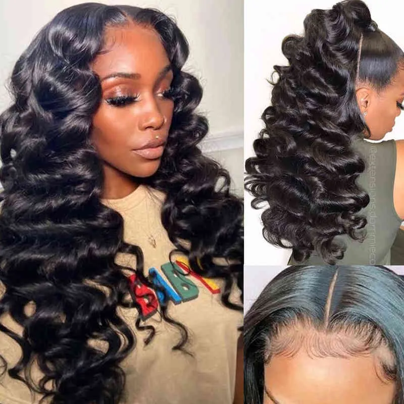 Lace Frontal Wig 13x6 Human Hair 4x4 Fermeture Transparent Loose Wave 220608