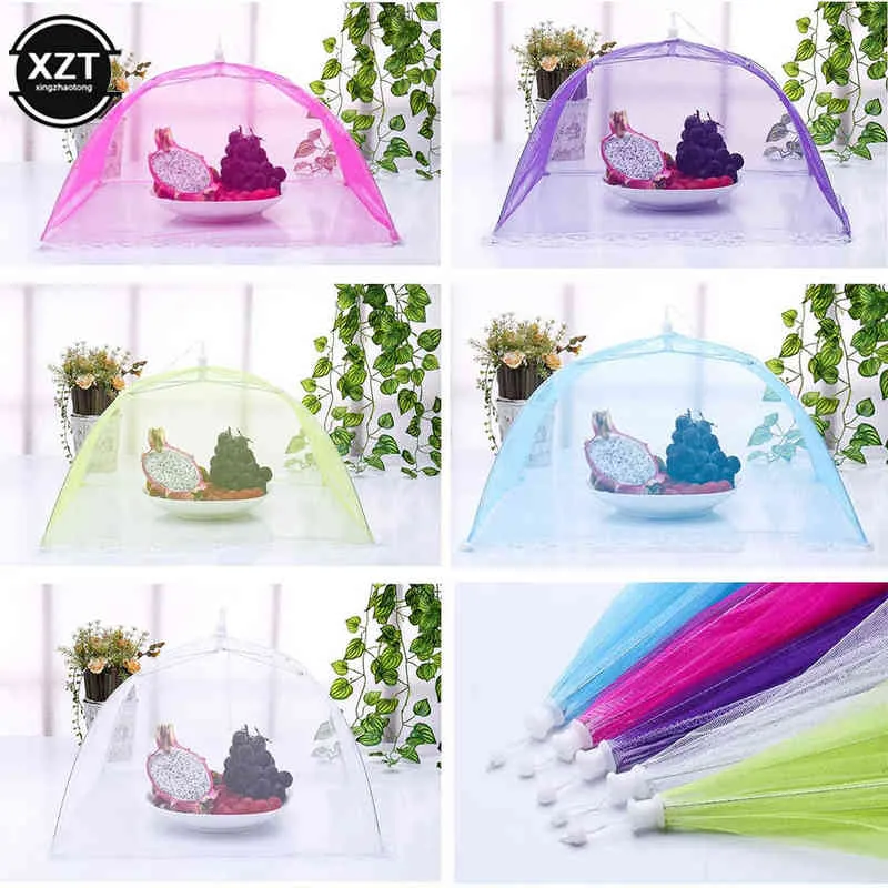 Cuisine Accessoires Couvertures alimentaires Mesh Pliable Cuisine Anti Fly Mosquito Tent Dome Net Umbrella Picnic Protect Food Cover Y220526