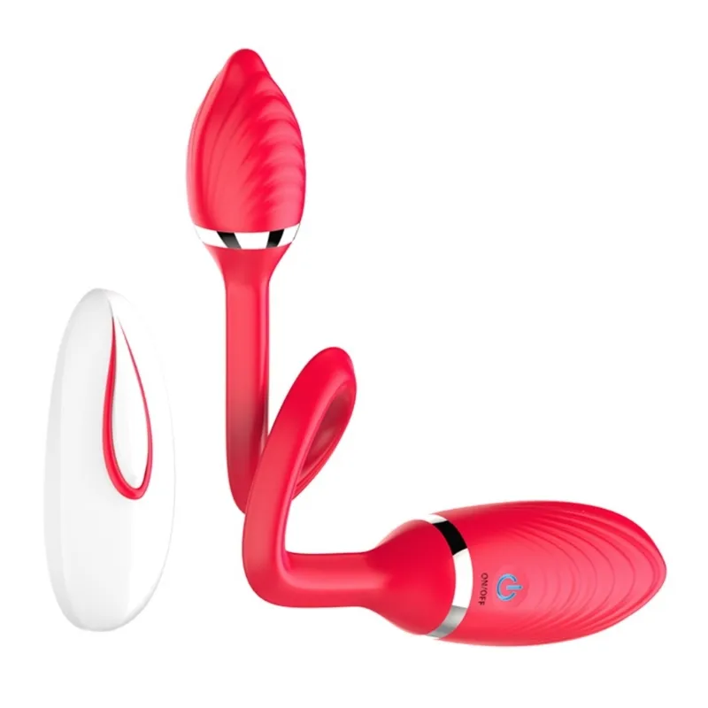 20 Frekvens med dubbla vibratormassager USB -uppladdningsbar stimulator Vuxen trådlös fjärrkontroll Sexig leksak för kvinnor par U1JD
