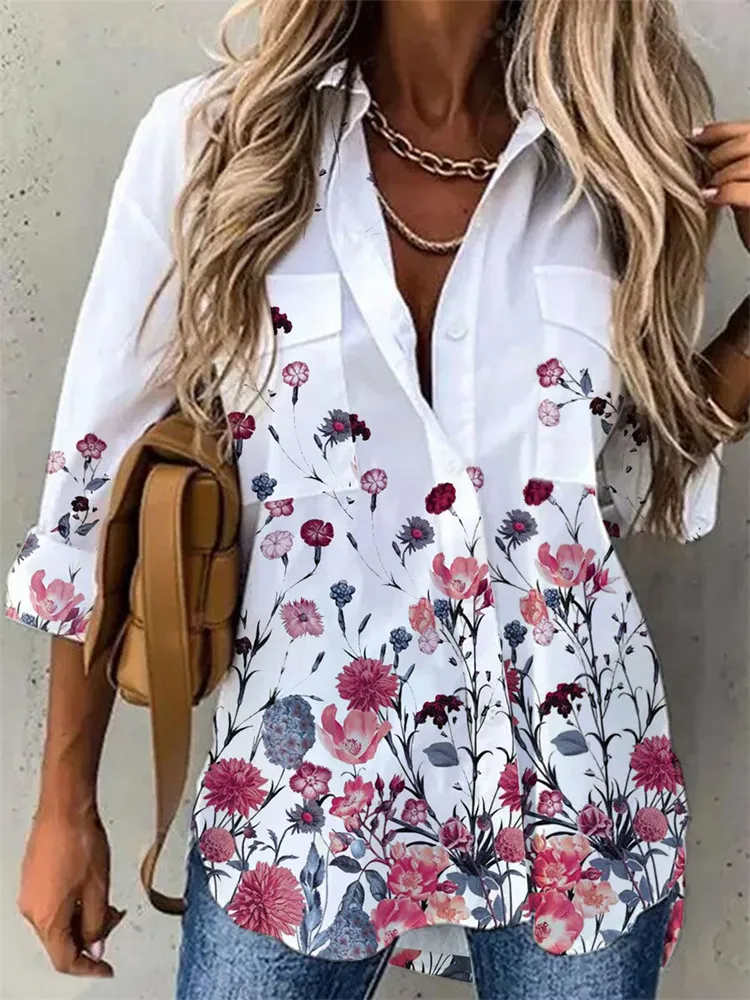 Temperament Women Shirt Loose Long Sleeve Shirt Women Casual Printed Women Top 220623