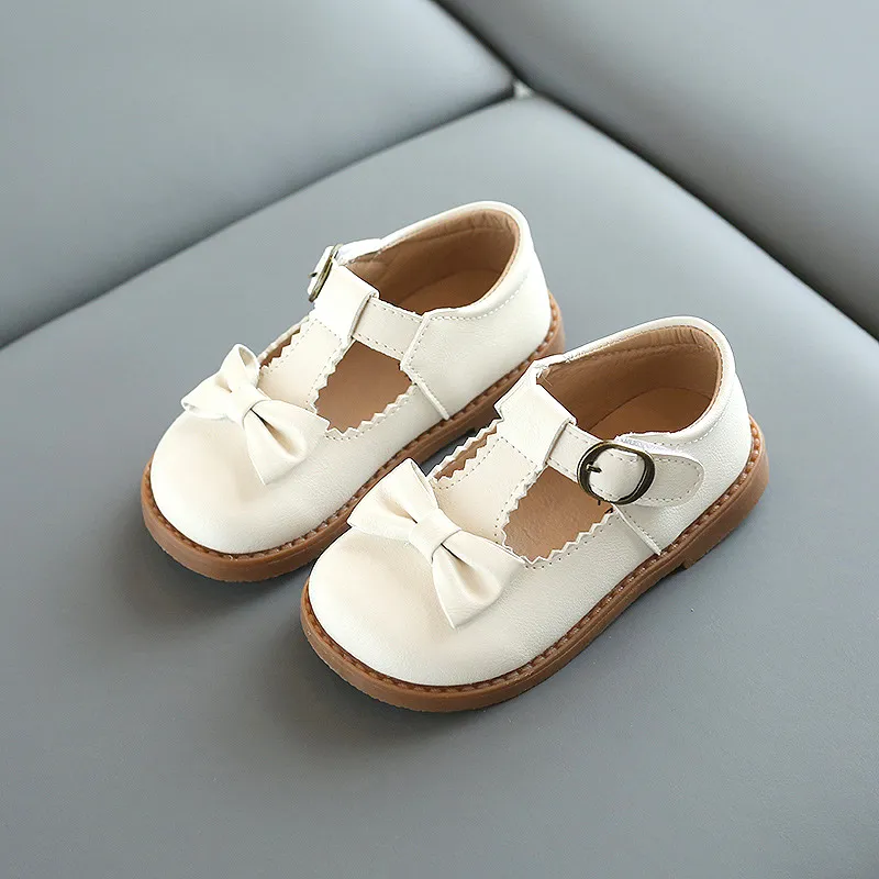 Spring Kids Toddler Baby TStrap Princess Leather Child Little Girls Mary s White Dress Shoes 1 2 3 4 5 6 7 Years 220705