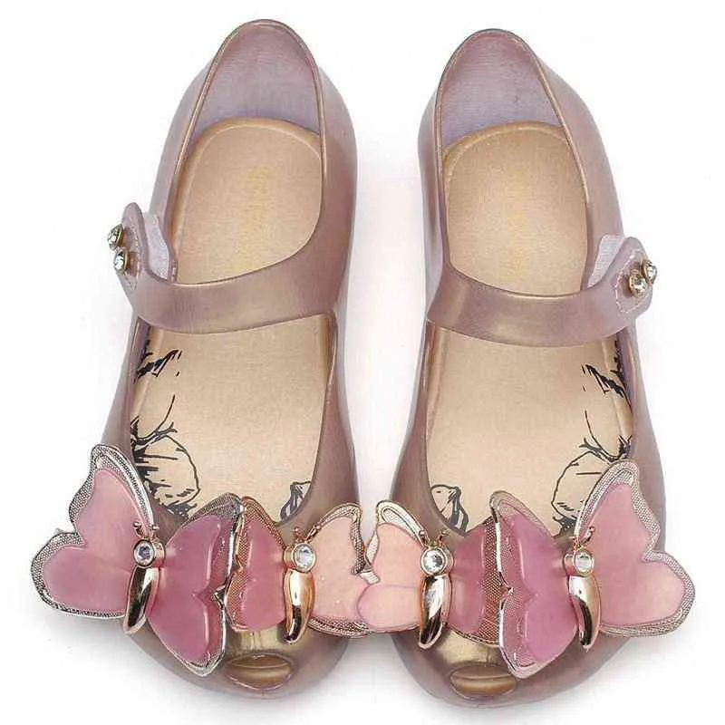 Mini Melissa schoenen 2022 Nieuwe originele meid jelly sandalen vlinder kinderen kinderen strandschoenen niet-slip peuter snoepschoenen SH19075 G220523