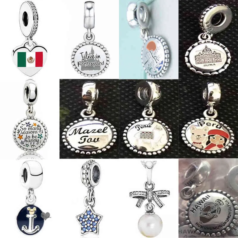 New 2019 100 925 Sterling Silver Mexico Dangle Charm Fit Diy Women EuropeオリジナルブレスレットファッションジュエリーギフトAA220315812312
