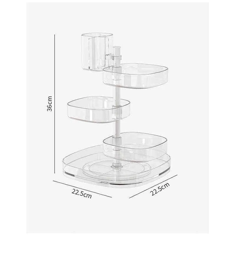 Prateleira de armazenamento cosmético rotativo Organizador de maquiagem Cuidado de pele Cuidado com garrafa Crescedor de piso de batom de batom acrílico J220702