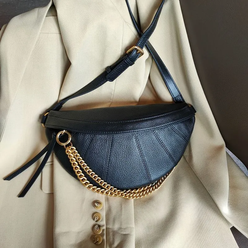 Łańcuch fanny pakiet kobiety oryginalna skórzana talia luksusowa marka kobiecego pasa klatki piersiowej moda damska torba crossbody Bag 220810