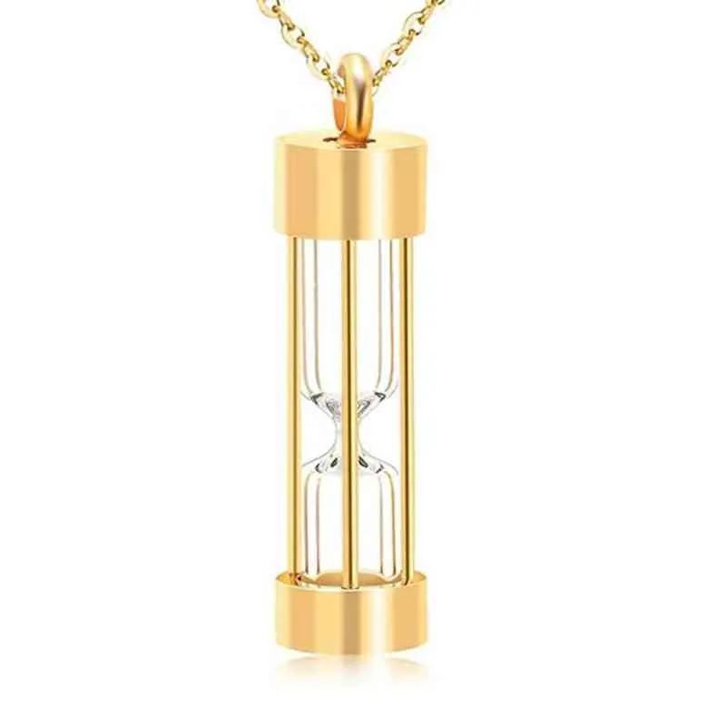 Eternity Memory Hourglass Urn Necklace Memorial Cremation Jewelry Rostfritt stålhängen Locket Holder Ashes For Pet Human Y2205233o