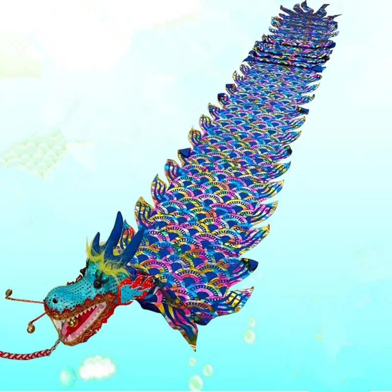 Chinese Party Celebration Dragon Ribbon Dance Props Colorful Square Fitness Products Funny Toys For Children Adults Festival Gift2416