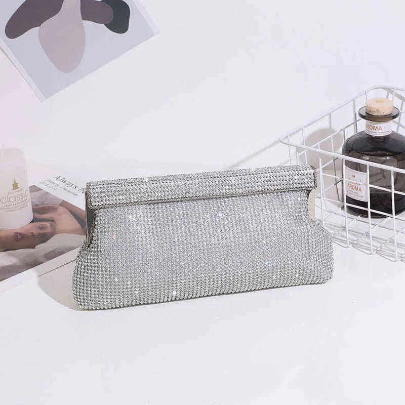 Abendtaschen Luxus Diamant Damen Clutch Bag Braut Hochzeit Geldbörse Handtasche Gold Silber Schwarz Strass Abendtasche ZD1767 220318