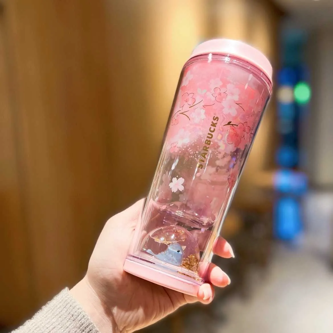 Starbucks 2022 Cherry Blossom cup 355ml tazza di pallanuoto con canto degli uccelli e profumo di fiori tazza di accompagnamento in plastica a doppio strato femminile