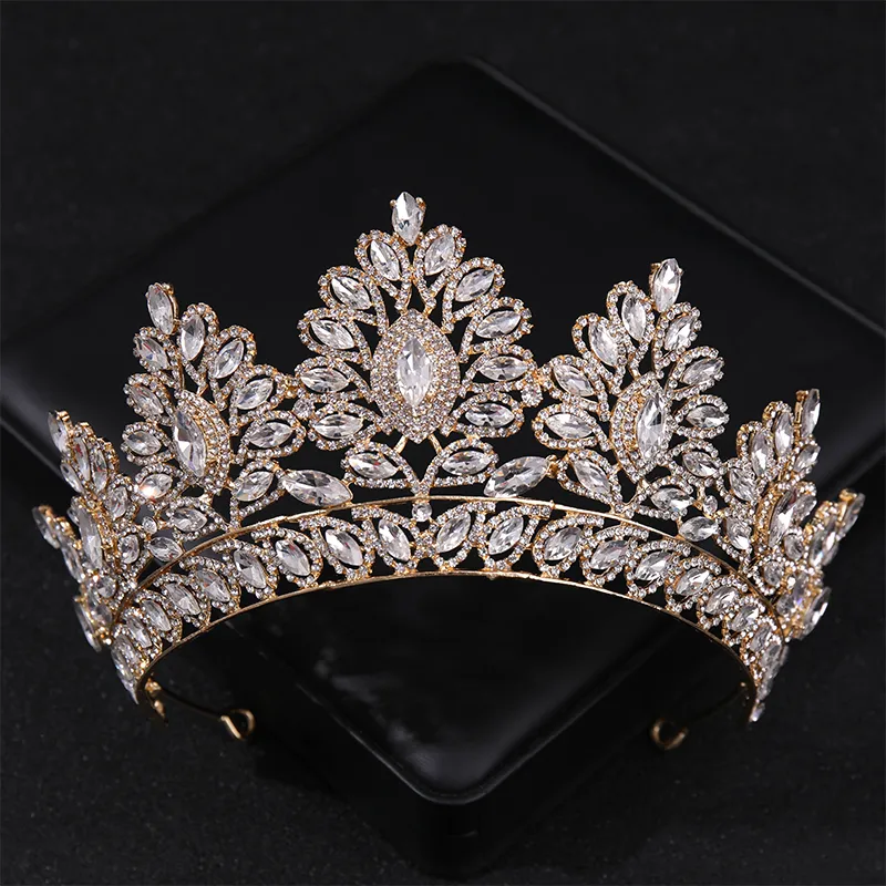 Luxury Fashion Gold Silver Color Crystal Couronnes pour femmes mariée Princesse Queen Pearls Tiaras Diadems Accessoires de cheveux de mariage 220805