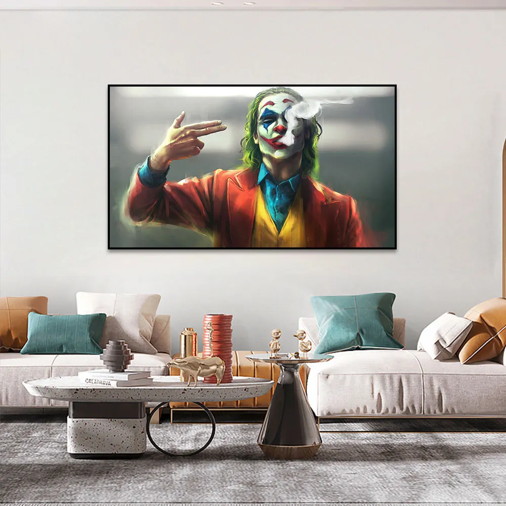 The Joker Smoking Poster e Print Graffiti Art Creative Movie Painting Oil on Canvas Wall Art Picture para decoração de sala de estar