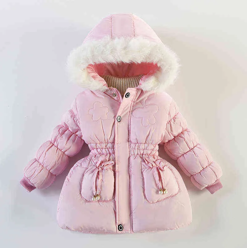 1 2 3 4 Year Girls Winter Warm Jacket 2021 New Heavy Thick Plus Velvet Coat For Kids Children outdoor travel Clothing J220718